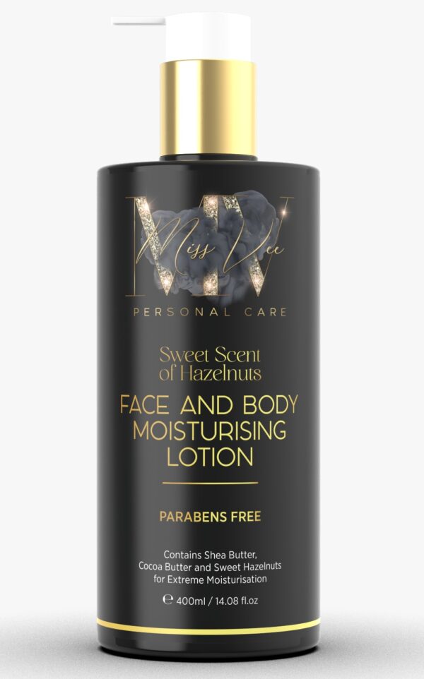 Face and Body Moisturising Lotion – Sweet Scent of Hazelnuts 400ml